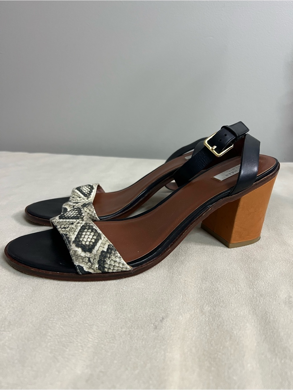 🖤🐍 Cole Haan Grand.OS Snake Print Block Heel Sandals Size 10B 🐍🖤